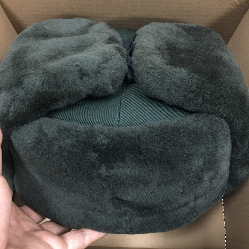 Leather Cap Army Green Chill Zone Winter Defense chill warm sheep cut down long fur cotton cap pine branches Green Lei Feng cap dome hat-Taobao