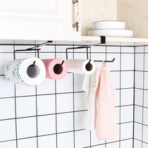 Cabinet door hanging rack free of nail paper towels cloth hanging rack double-row fresh-keeping film shelve free-to-punch kitchen containing frame