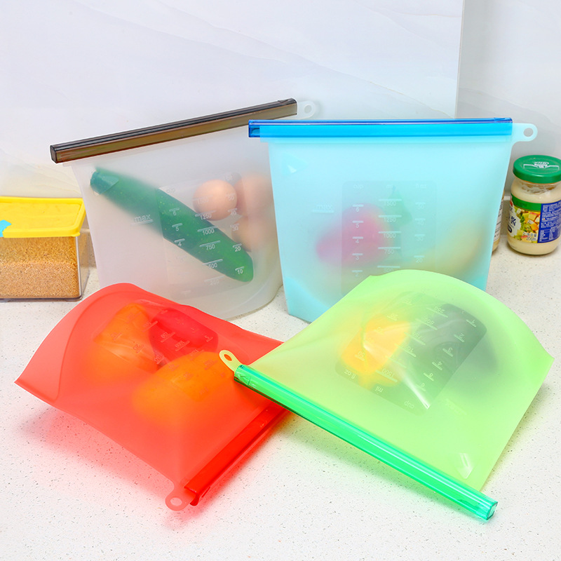 High temperature resistant silicone fresh-keeping bag Vacuum sealed bag Food frozen storage bag Refrigerator food fruit storage bag