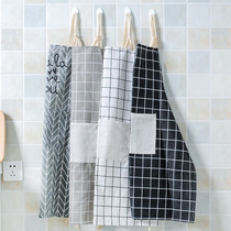 Korean Version Fashion Home Cotton Linen Apron for adults Men and women Home Kitchen Cooking Oil Proof Waterproof Hood Clothing Anti-Fouling Waistline