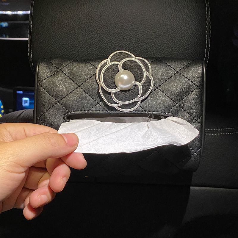 Camellia car toilet paper box creative car removable toilet paper bag napkin paper box car hanging armrest box tissue box