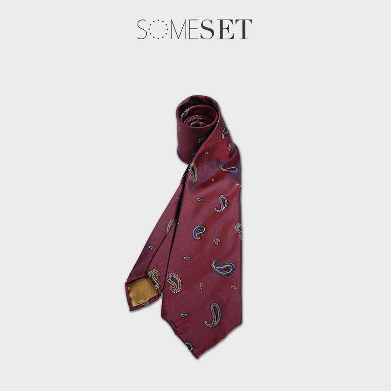 Someset Hand-Rolled Edge Half-Lined Tie with Double Waist Floral Pattern