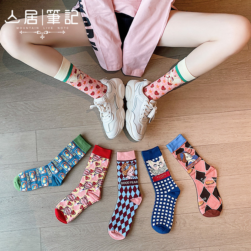 Spring and summer spring Old daddy shoes Sox Children in the middle of the wave Street and America High waist socks Net Red Sox overfire