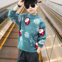 Large children Christmas childlike boy sweaters thickened autumn and winter clothing 2021 new handsome mid-year delivery boomer clothes