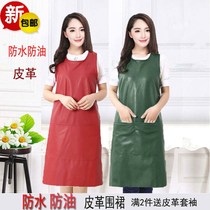 Pre-sale water and oil-proof leather sleeveless zipper pocket extended shoulder pud leather adult gown