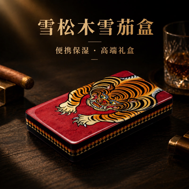 [Official Flagship] Duanmu Liangjin Runge Cigar Humidor Cedar Wood Handmade Inlaid Men's Gift Cigar Box