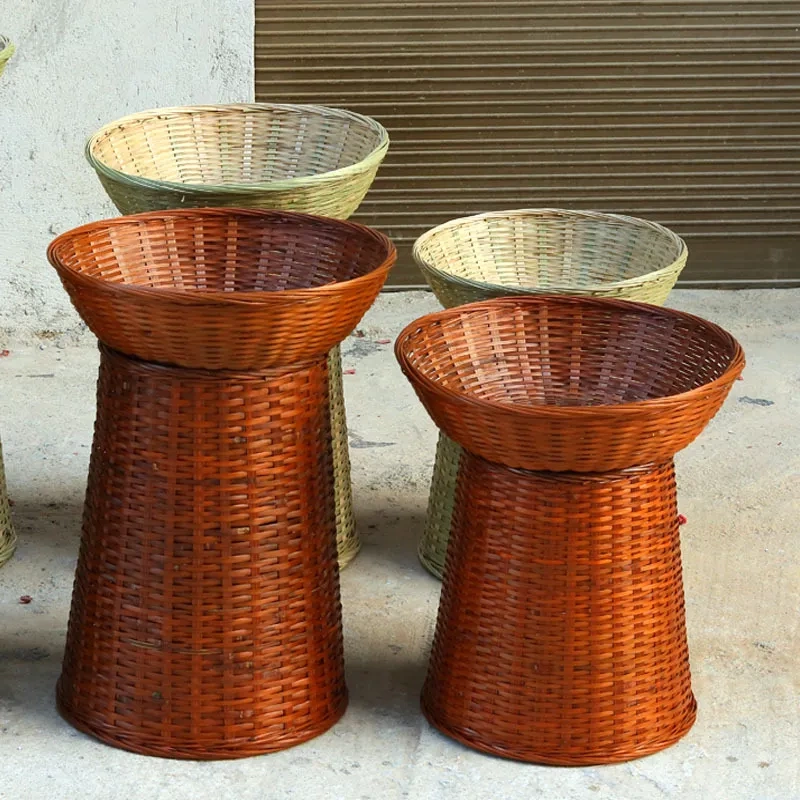 Bamboo Woven Handmade Dry Goods Fruit Basket Display Basket Supermarket Vegetable Display Basket Storage Basket