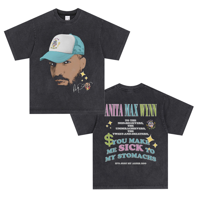 Drake Anita Max Wynn Album Collaboration Short-Sleeve American Retro Pure Cotton T-Shirt Drake Anita Max Wynn Album Collaboration Short-Sleeve American Retro Pure Cotton T-Shirt