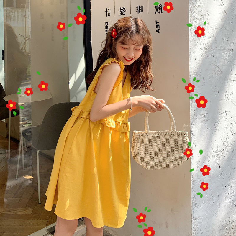 Yellow Dress for Women, New Summer Style, Sleeveless, Chic, Cute, Petite Doll-Style, Sweet First Love Dress for Summer