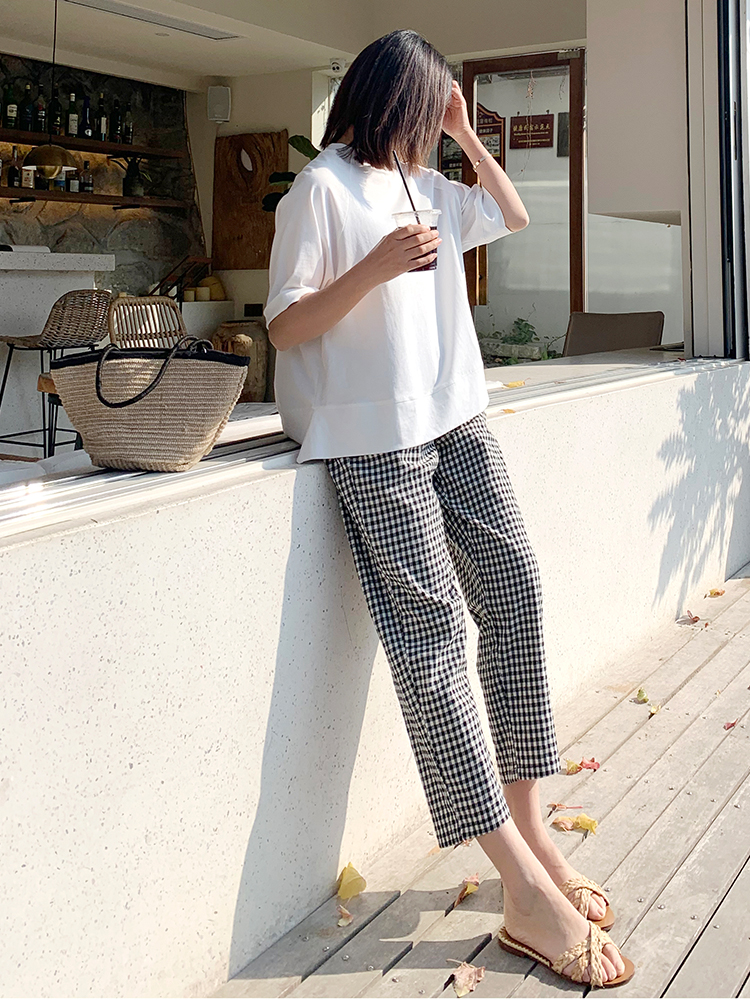 Pregnant Woman Spring Dress Plaid Casual Pants Spring Autumn Outwear Inner Hitch Pants 90% Casual Pants Thin and Damp Spring Summer New