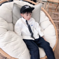 ENOCHBABY Boys with long sleeved tie shirts children pure cotton shirt casual spring and autumn shirt 2022 new style