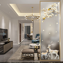Customized simple modern art glass living room screen fortune deer entry entrance shoe cabinet bathroom half wall partition