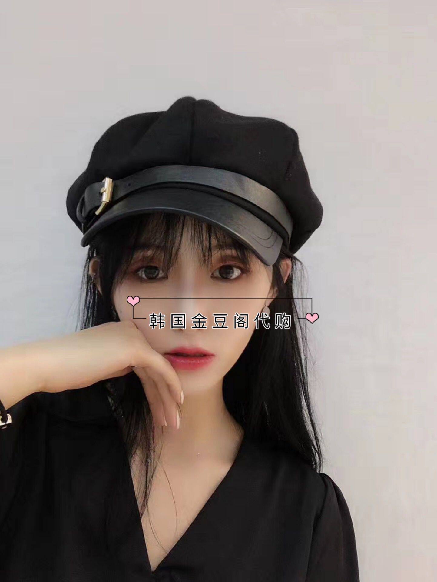 2020 autumn and winter South Korea East Gate imported new fashion hairclip leather eaves octagonal hat sun hat children children