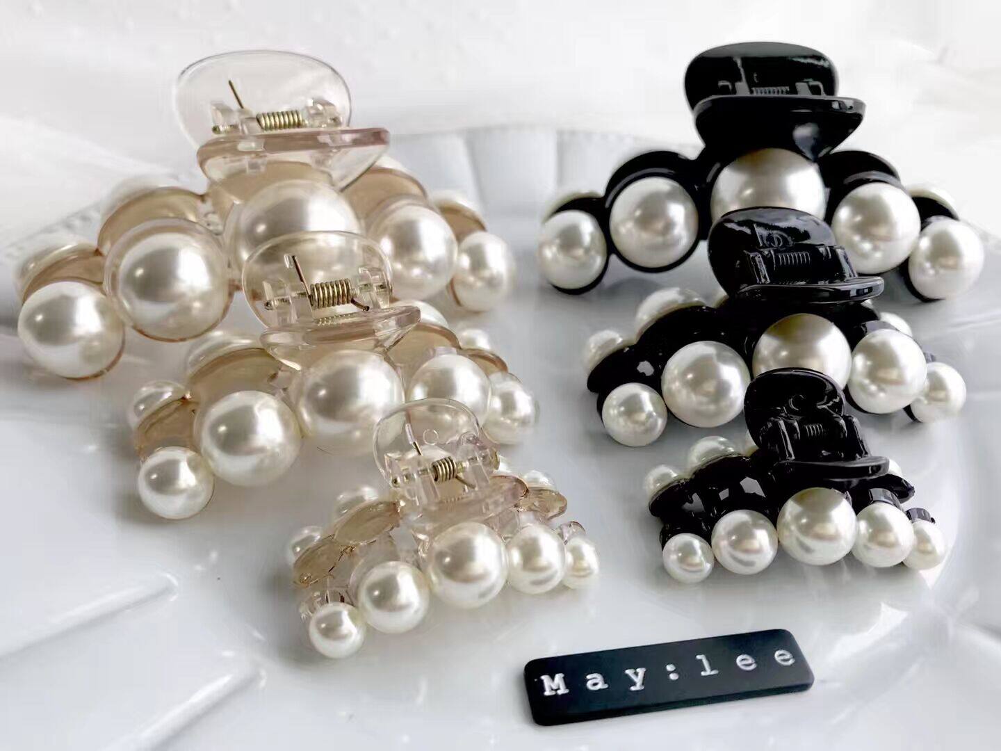South Korea Maylee Hair Clip Large Size Grip Clip 100 Hitch Pearl Horse Tail Clip Adults Hairclip Bathing Catch Clip Horse Tail Clip