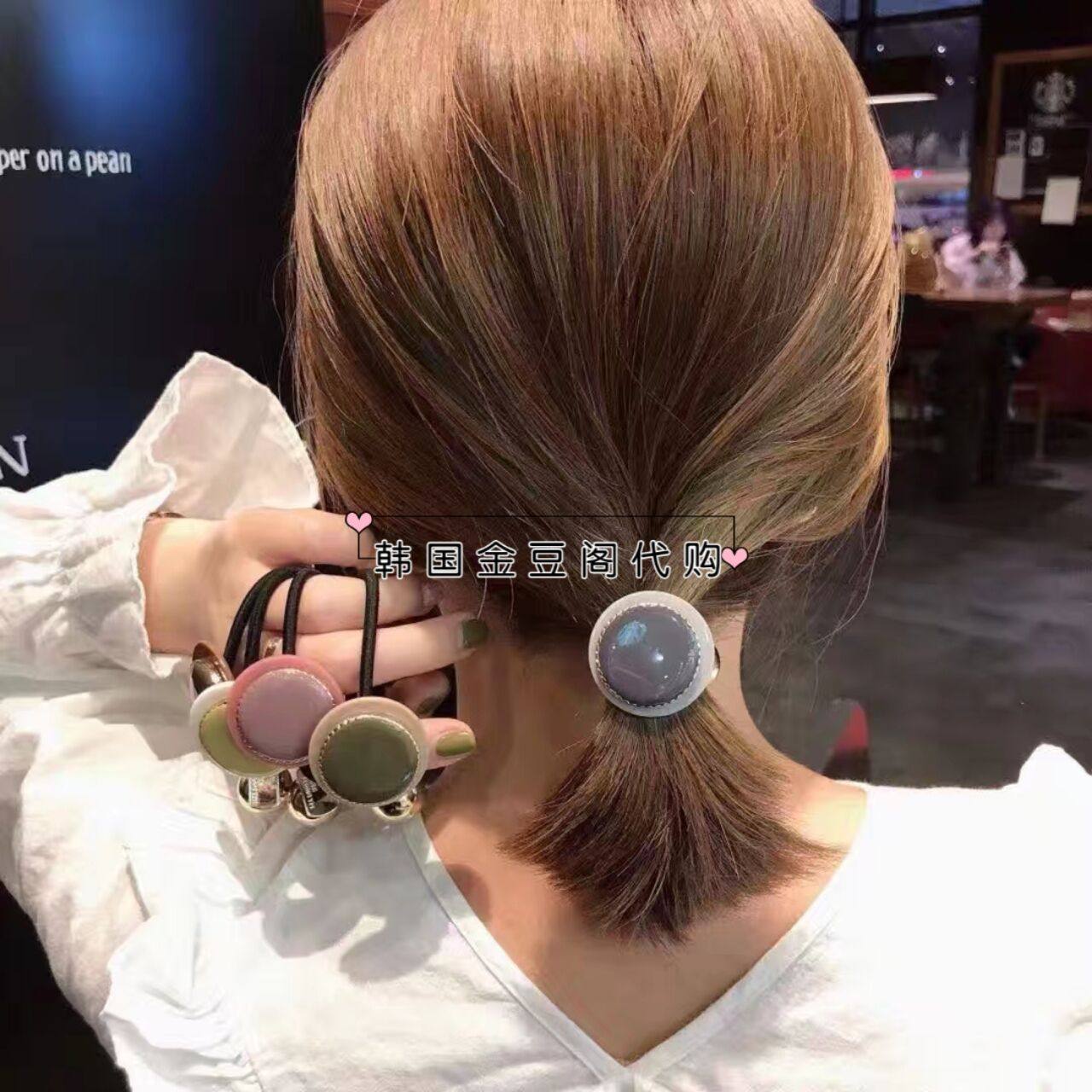 South Korea Dongdaemun Import mura Summer New minimalist Candy Color Hair Circles Hair Circles Leather Gluten Hair Ring Women