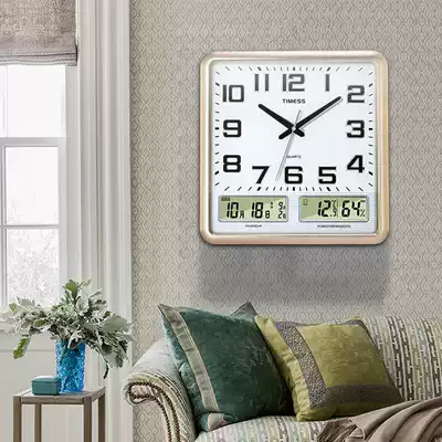 Perpetual Calendar luminous square clock wall clock living room home fashion clock hanging wall modern simple electronic quartz clock