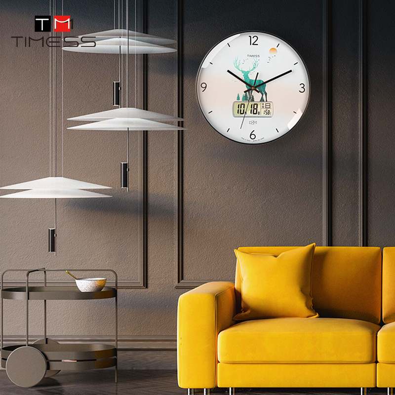 Hung clocks and watches Living room Home Fashion light extravagant clock muted minimalist atmosphere hanging table free of punch electronic quartz clock