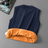 Цветной удерживающий тепло приятный телу утепленный трикотажный жилет для отдыха, круглый воротник