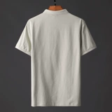 Футболка polo, с вышивкой, облегающий крой, короткий рукав, высокий воротник