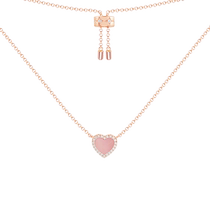 APM Monaco Pink Mother-of-pearl Love Necklace for Girls Rose Gold Necklace Fashion Birthday Gift for Girlfriend