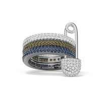APM Monaco Triple Ring Geometric Pin Ring Cool and Stylish Birthday Gift in Khaki and Navy Blue