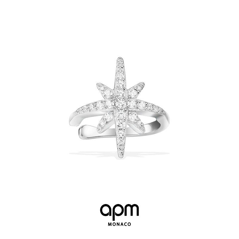 APM Monaco Six Manger Silver Ear Clip Ladies' Single Light Extravagant No Earrings Earrings Star Earrings