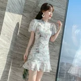 Юбка, летний легкий корсет, ципао, платье, 2021 года, светлый стиль, подходит для подростков, в цветочек