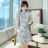 Юбка, летний легкий корсет, ципао, платье, 2021 года, светлый стиль, подходит для подростков, в цветочек