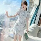 Юбка, летний легкий корсет, ципао, платье, 2021 года, светлый стиль, подходит для подростков, в цветочек