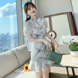 Юбка, летний легкий корсет, ципао, платье, 2021 года, светлый стиль, подходит для подростков, в цветочек