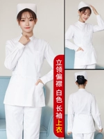 Стоящий воротник белый (топ с длинным рукавом)