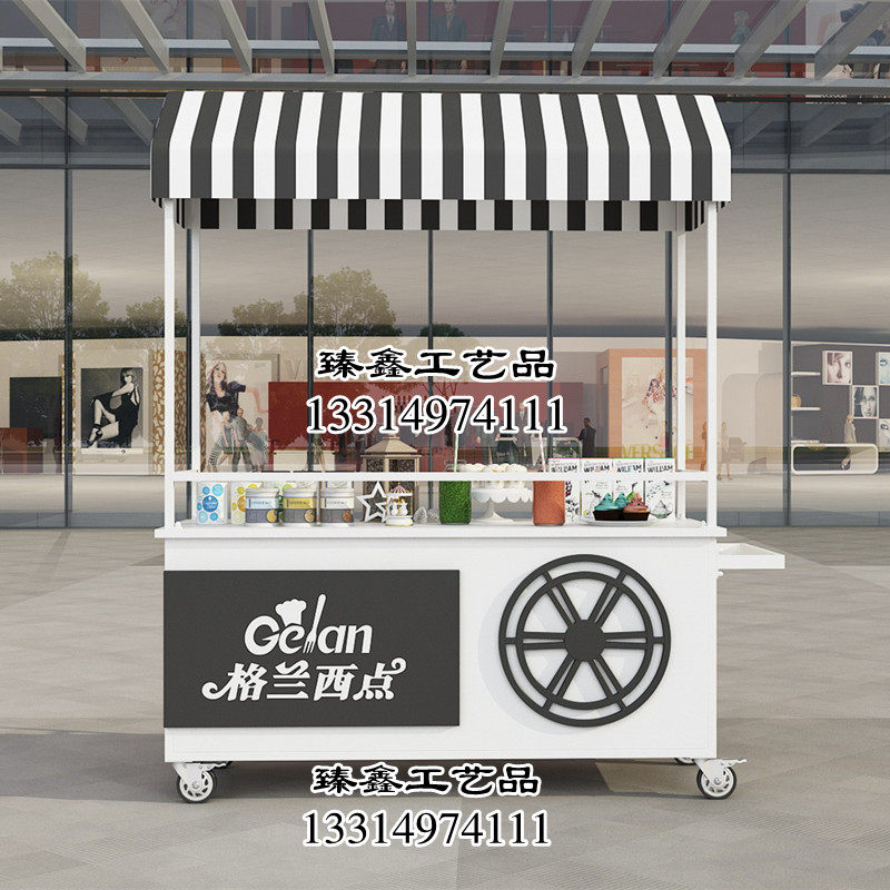 Eurostyle Iron Art Flower Car Supermarket Florist Mobile Night Market Stalls Car Promotion Car Creative Outdoor Swing Stall With Cabinet