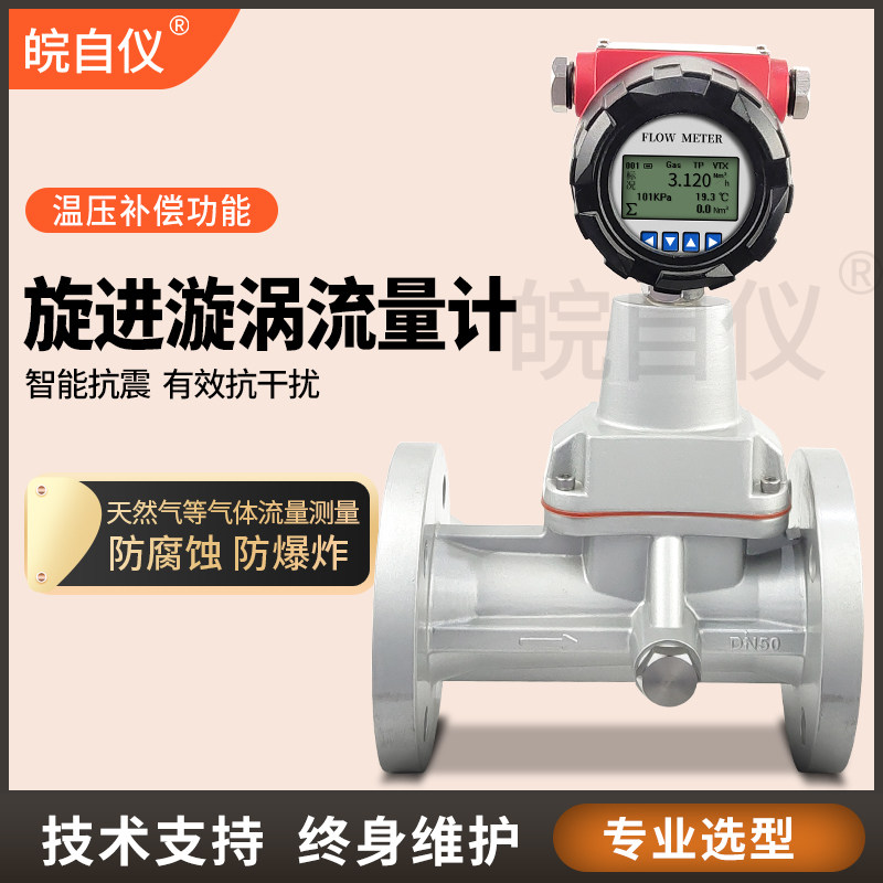 Intelligent screwing in whirlpool flow meter Wasgas LUX Swirl Biogas Liquefied Gas gas explosion-proof meter