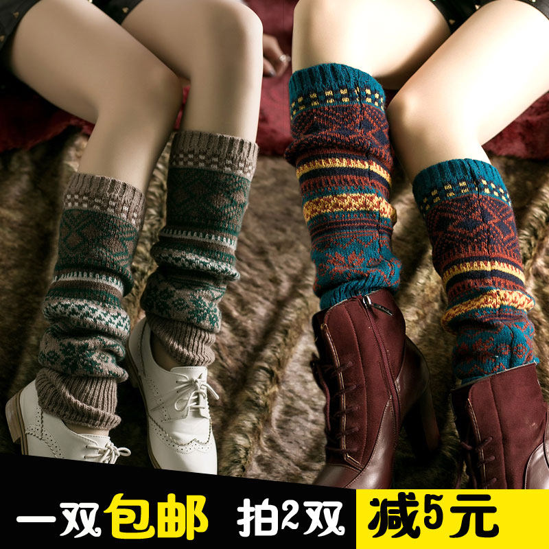 Korean version lengthened bubble socks women's wool socks boots socks autumn and winter thickened warm leg sleeves leggings over-the-knee socks boots