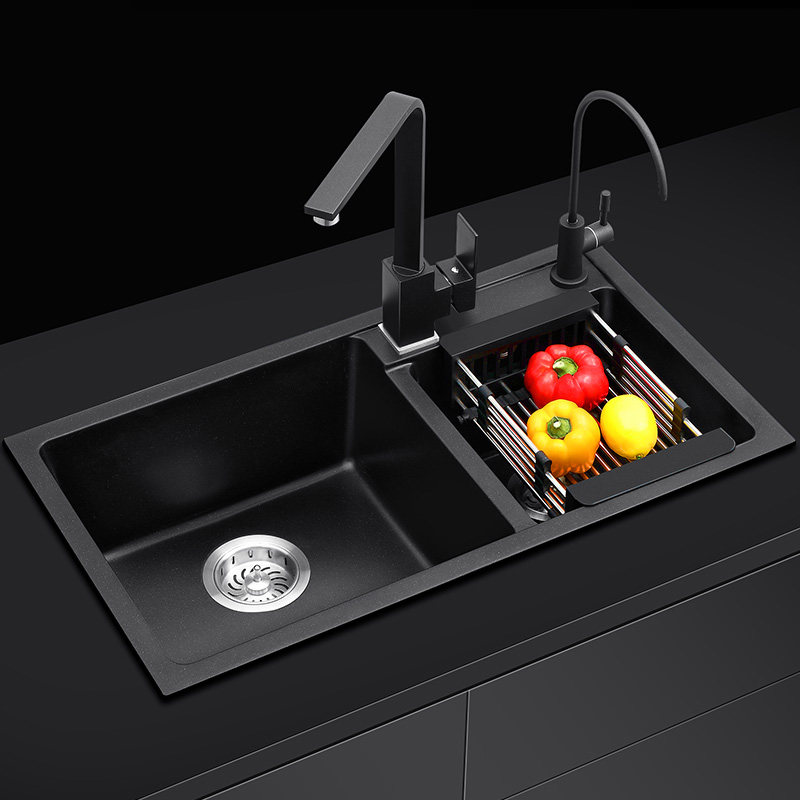 Hanmo Quartz Double Washing Basin Kitchen sinking sink sink sink sink sink sink sink sink sink sink sink sink sink sink granite thicken dishwashing pool