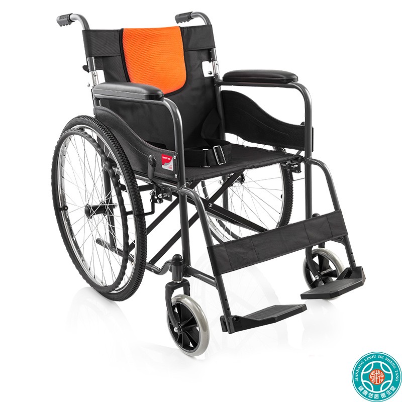 Yuyue manual wheelchair car H050 type household all-steel pipe reinforced foldable portable free inflatable rear wheel wheelchair