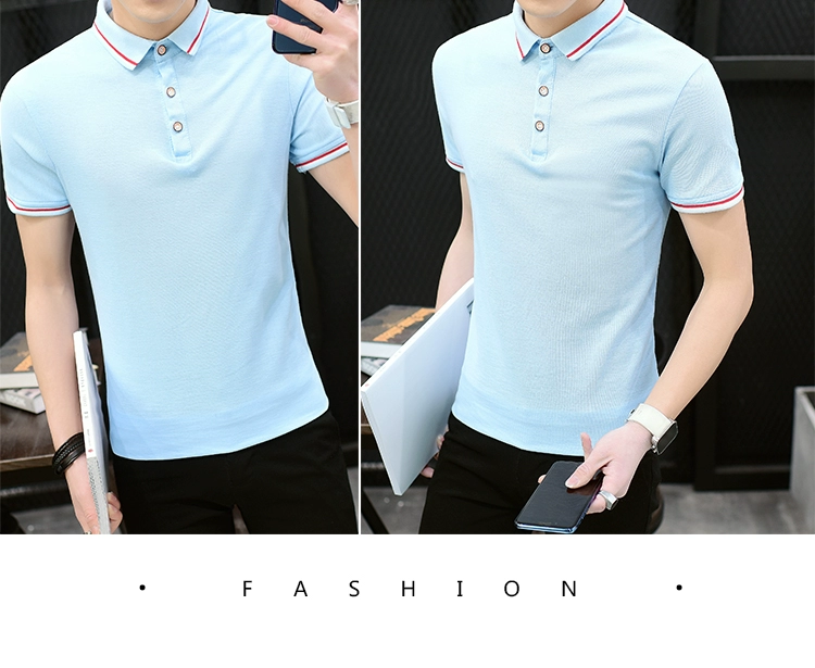 Mùa hè kích thước lớn áo thun nam áo cotton ngắn tay kinh doanh Áo sơ mi nam nửa tay giản dị có cổ áo phông nam đẹp
