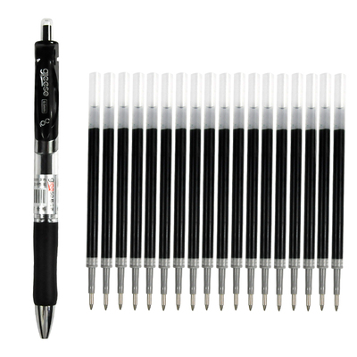 按动中性笔替换芯20支+中性笔1支