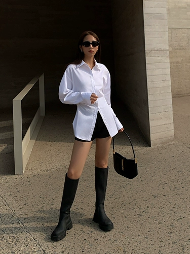 Приталенная дизайнерская весенняя рубашка