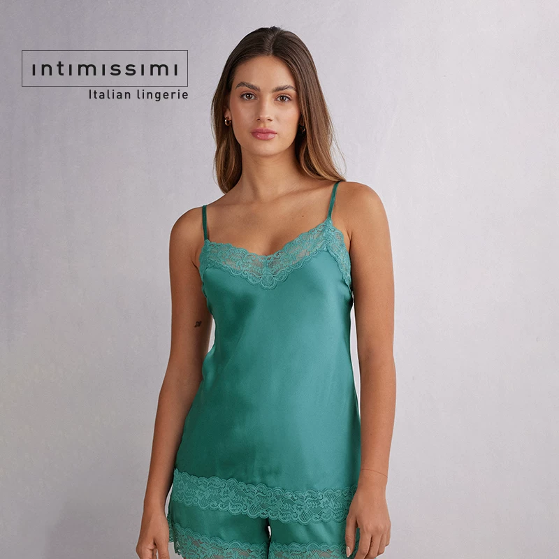 Модная и удобная топ-майка из кружевного шелка тутового дерева Intimissimi Ms. Shu Man LTD71S