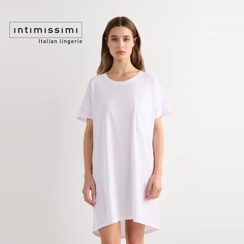 Intimissimi Supima® круглый вырез мягкий, комфортный и прохладный хлопковый домашний ночной халат PCN12A
