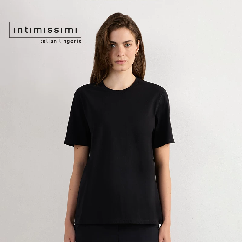 Intimissimi Supima? Круглый вырез, модная, комфортная и повседневная базовая футболка с коротким рукавом CMD12O