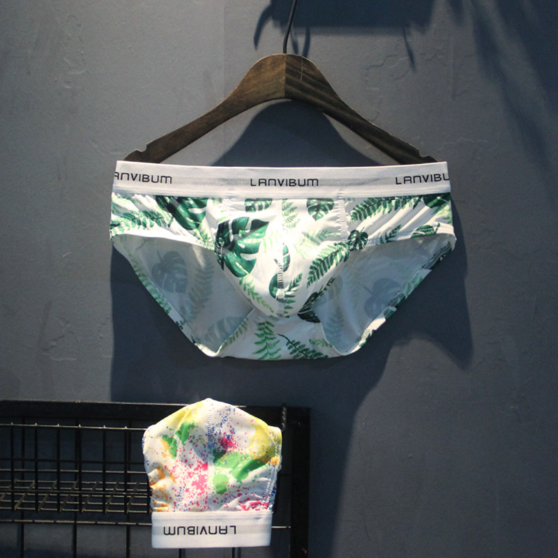 2 thin sections Sexy low waist triangular monolayer U convex large sacks Breathable Speed Dry Nylon Ice Silk Leaf Splash craze