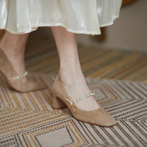 Gulvdinel early spring with new g out of love ~ not dropping with @ crude heel high heels female bow tie square head