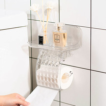 Tissue rack toilet household roll paper holder non-hole hanging wall toilet paper rack transparent light luxury sanitary paper box