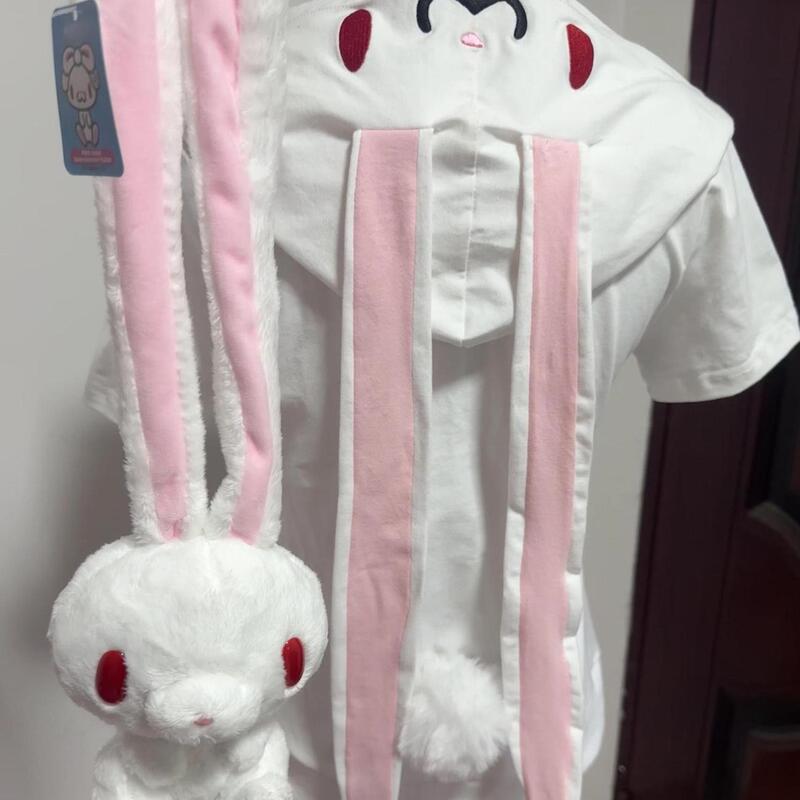 Japanese Soft Girl Y2K Millennial Girl Soft Cute Bunny Gloomy Violent Bear Hooded Anime Short Sleeve Japanese Soft Girl Y2K Millennial Girl Soft Cute Bunny Gloomy Violent Bear Hooded Anime Short Sleeve