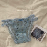 Тонкое кружевное комфортное дышащее нижнее белье, штаны, цветочный принт, средняя посадка