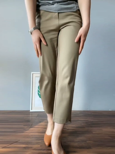 Штаны, высокая талия, свободный прямой крой, по фигуре