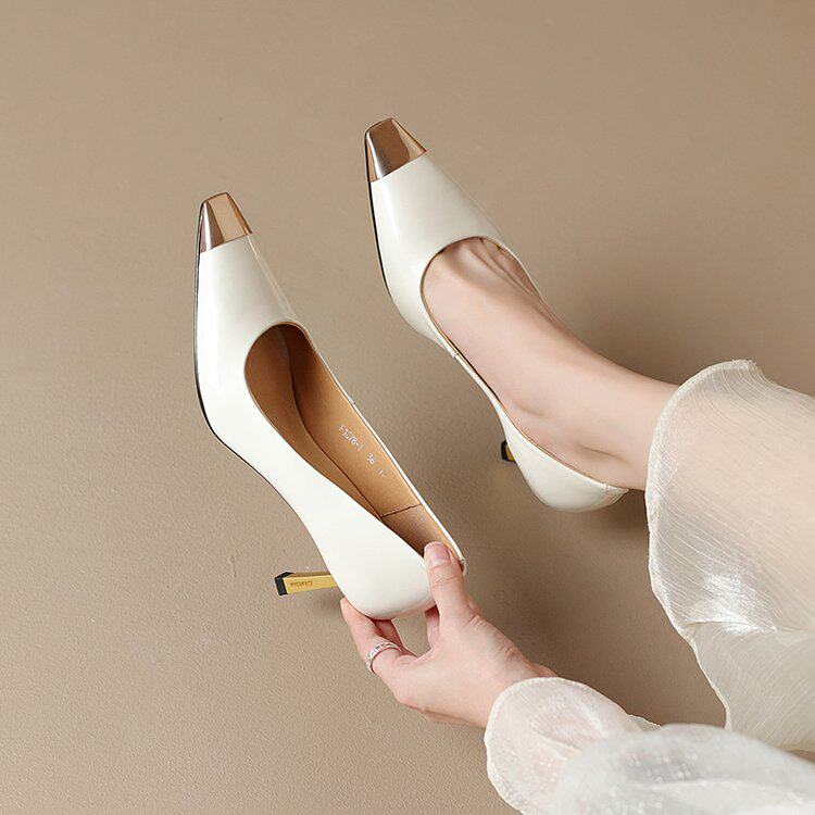 Women's Metal Square Toe High Heels, 2026 Spring New Design, Perfect for Skirts, Stiletto Heels, Suitable for Outerwear and Work.