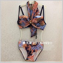 Embry Fang womens fashion printing ins style bikini beach towel swimsuit hanging neck hot spring swimsuit 3-piece set ES0892